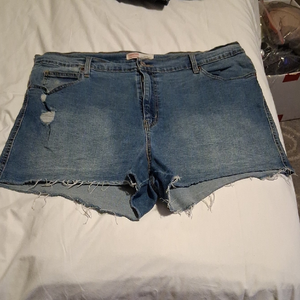 Signature by Levi Strauss Distressed Blue Jean Shorts